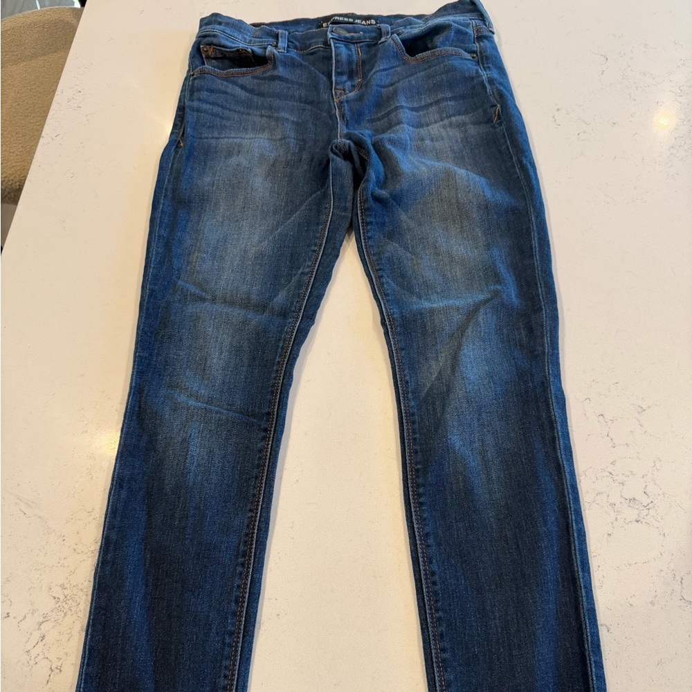Blue Mid Rise Skinny Denim Jeans